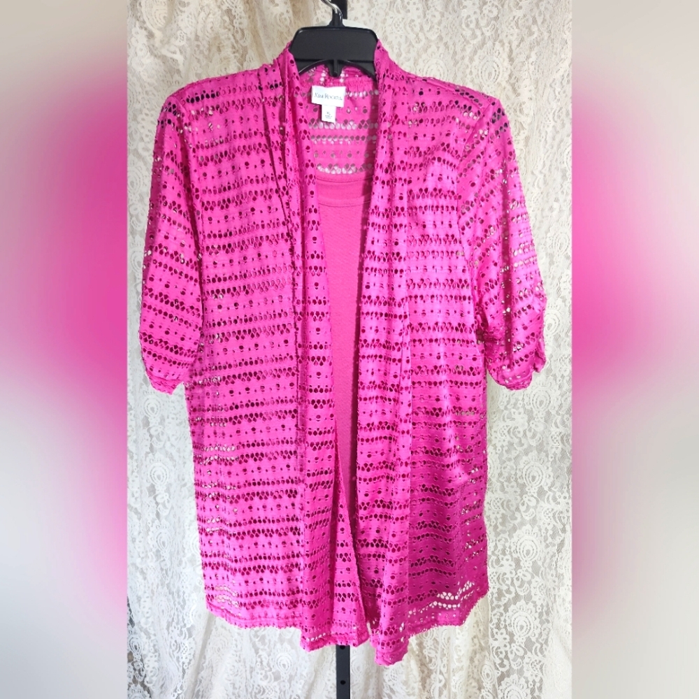 Pink Open-Front Cardigan And Tank Set NWOT